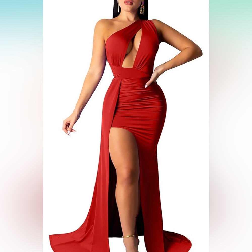 Sexy red dress with train